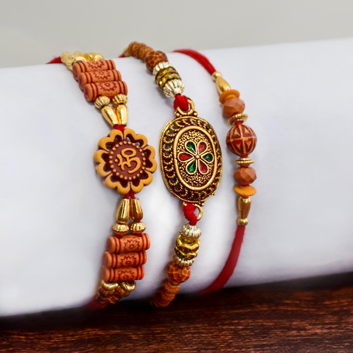 Enchanting Set of 3 Traditional Rakhis: Embrace the Essence of Rakshabandhan-2