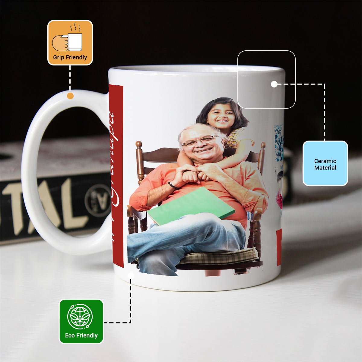 Personalised No.1 Grandpa Coffee Mug-4