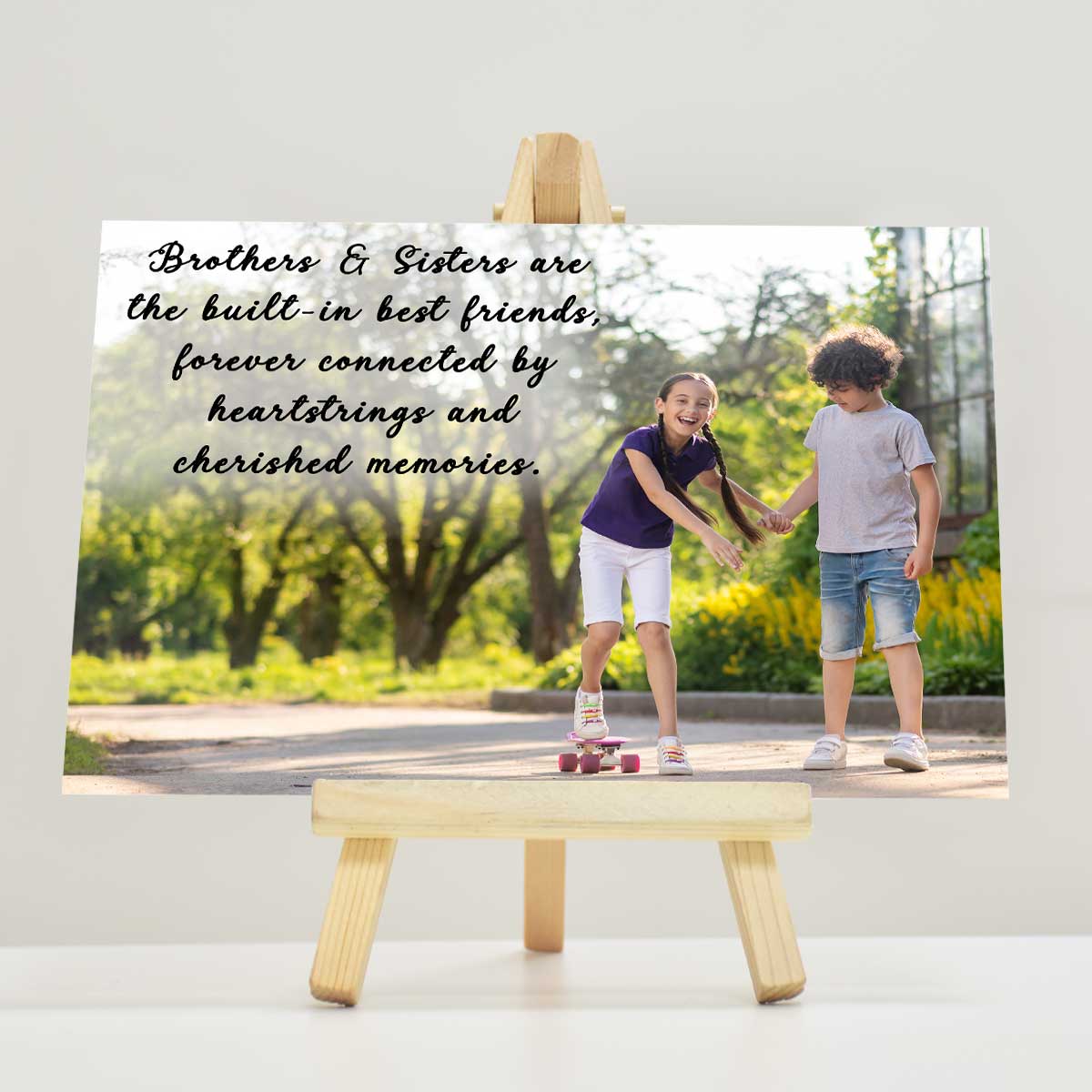 Personalised Brother & Sister Built-in Friends Mini Easel-1