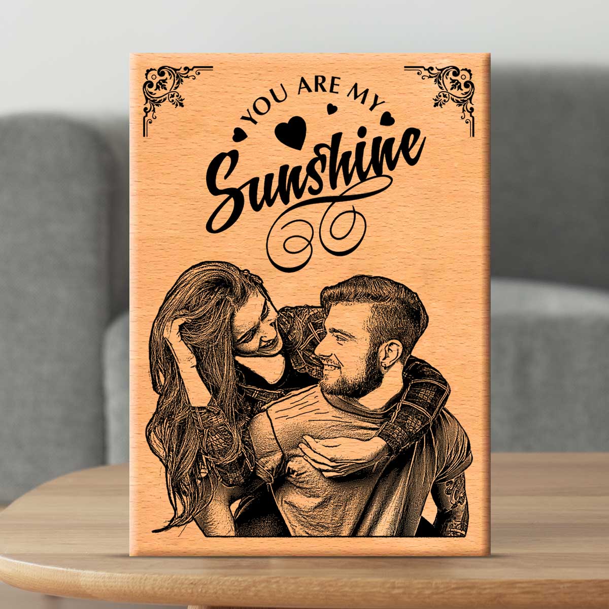 Customized Engraved Wooden Photo Frame for Couple-3