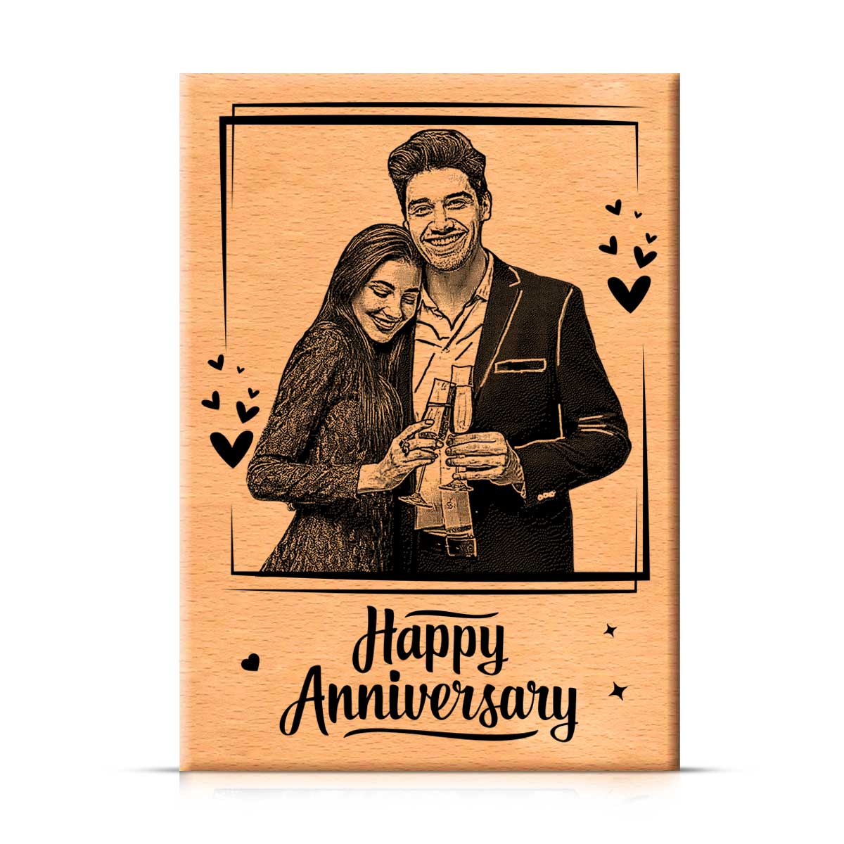 Customized Anniversary Engraved Wooden Photo Frame for Couple