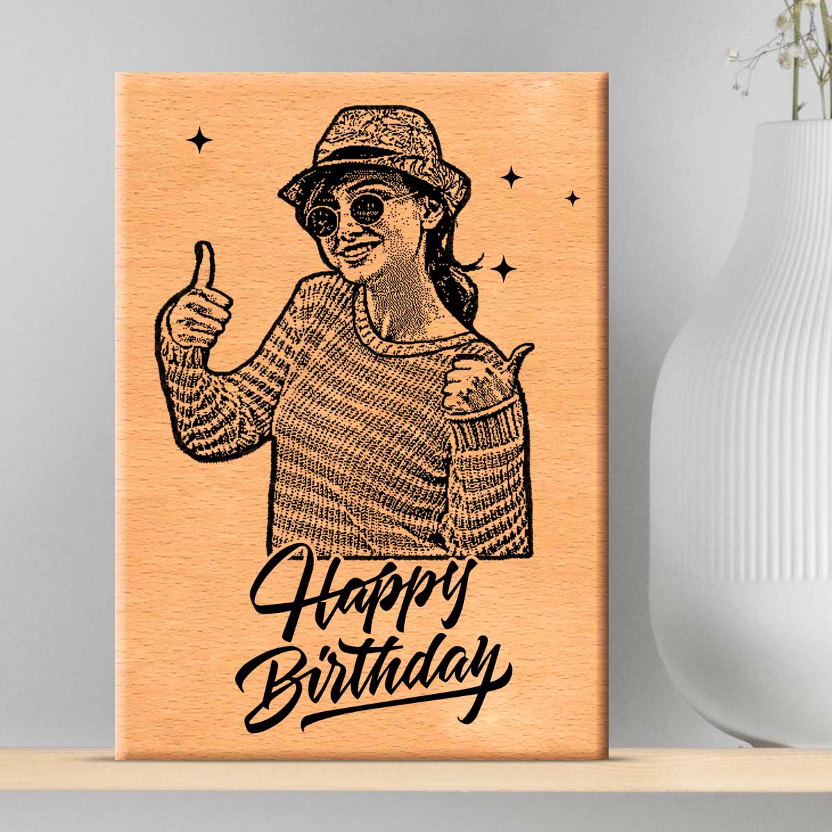 Customized Engraved Wooden Photo Frame for Birthday-2