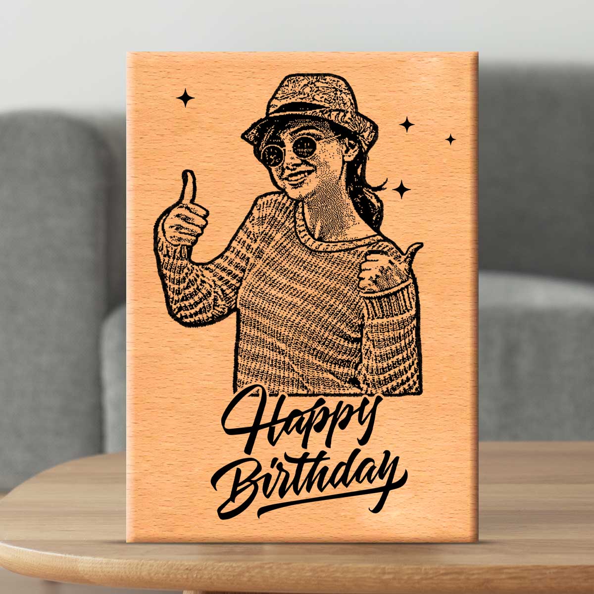 Happy Birthday Wooden Plaque Engraved Photo Frame