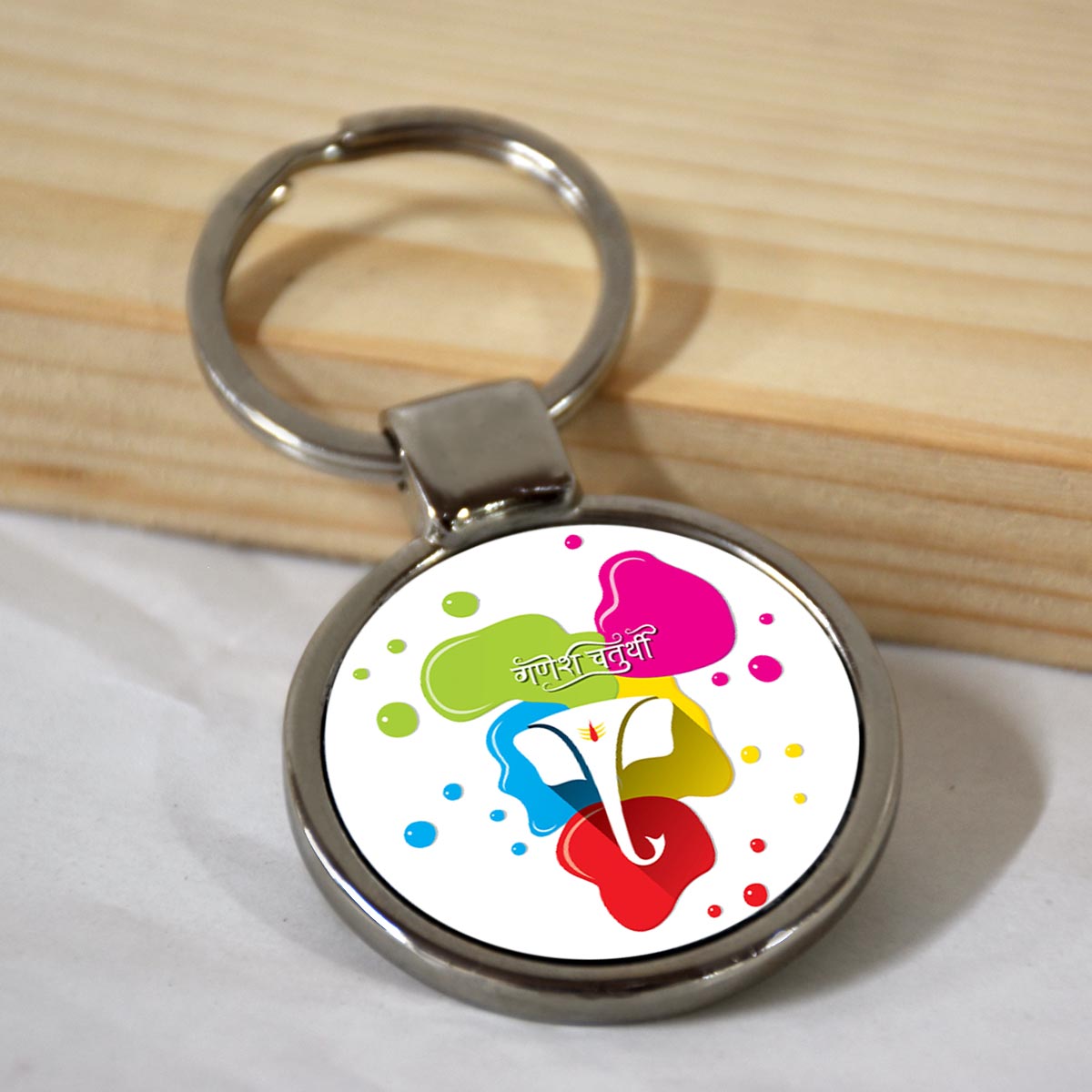 Ganpati Metal Keychain-1