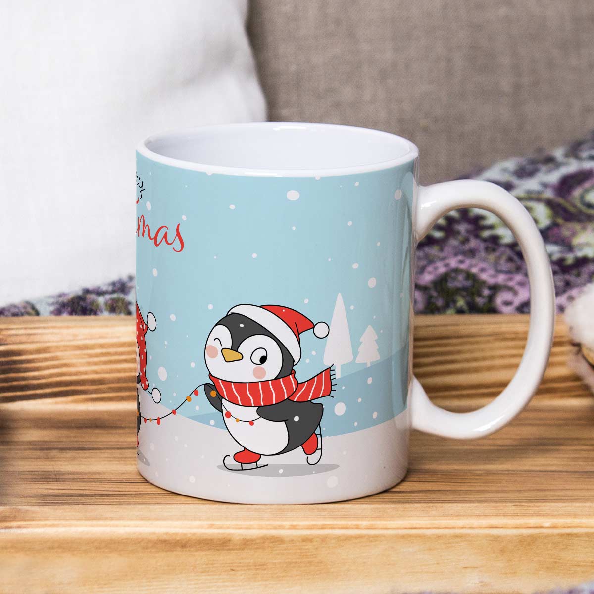 Penguin Parade: Merry Christmas Ceramic Mug