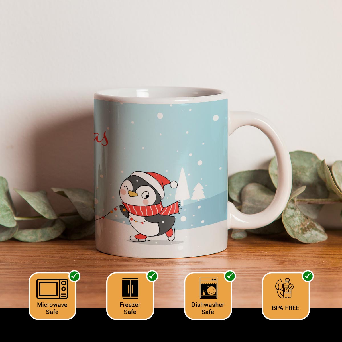 Penguin Parade: Merry Christmas Ceramic Mug