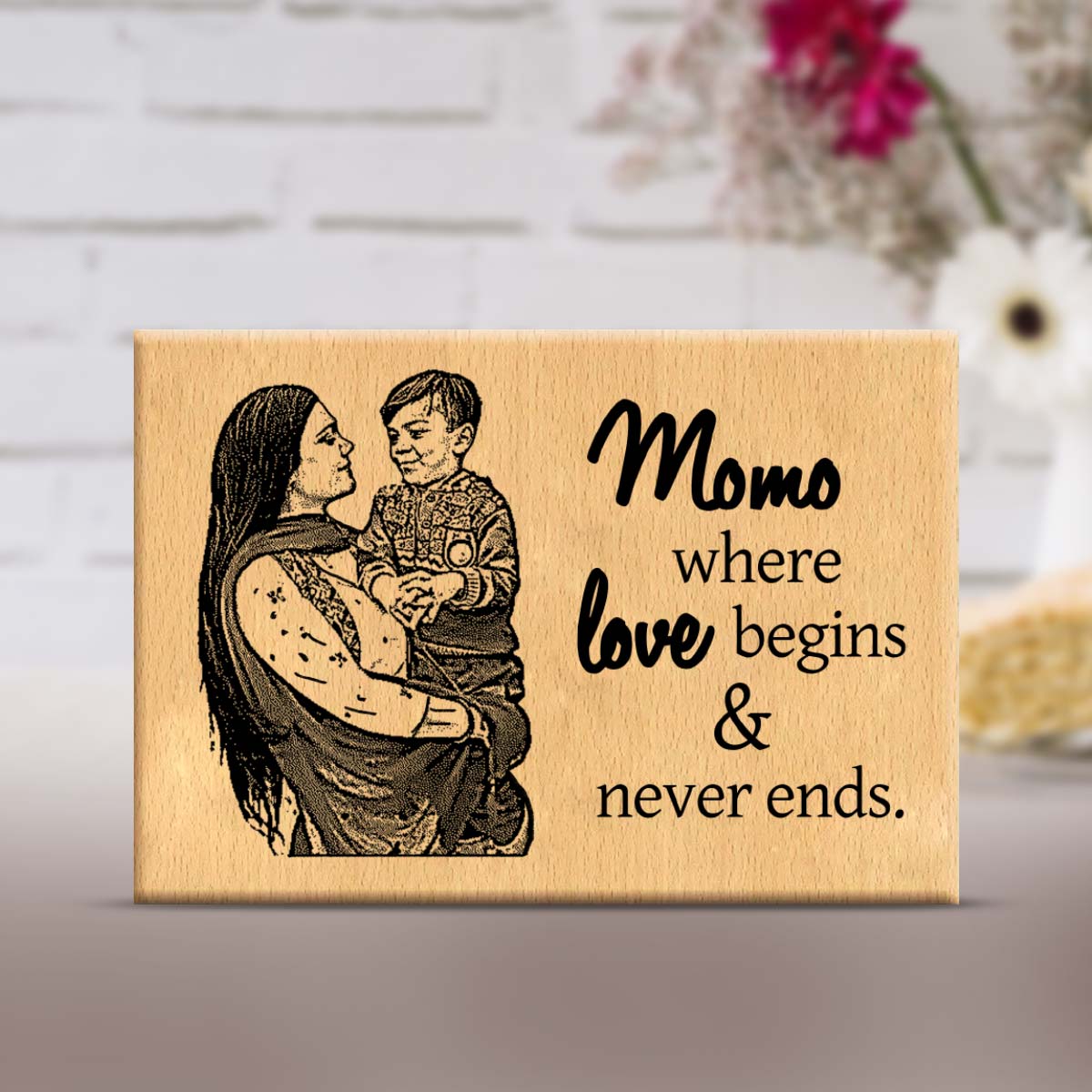Personalised Mom's Love Never Ends Wooden Frame Plaque-1