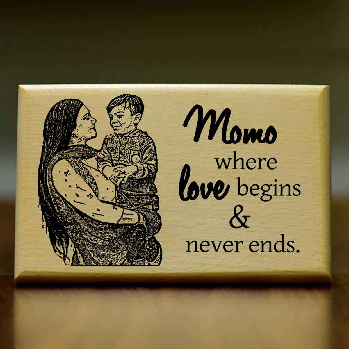Personalized Mom's Love Engraved Wooden Photo Frame