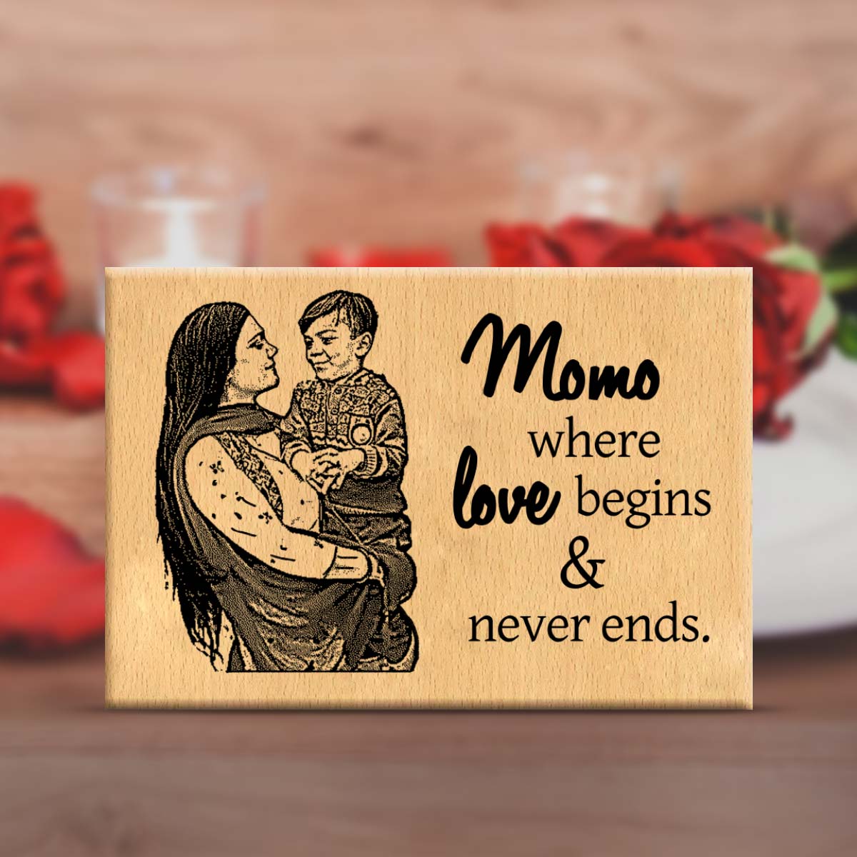 Personalised Mom's Love Never Ends Wooden Frame Plaque-2