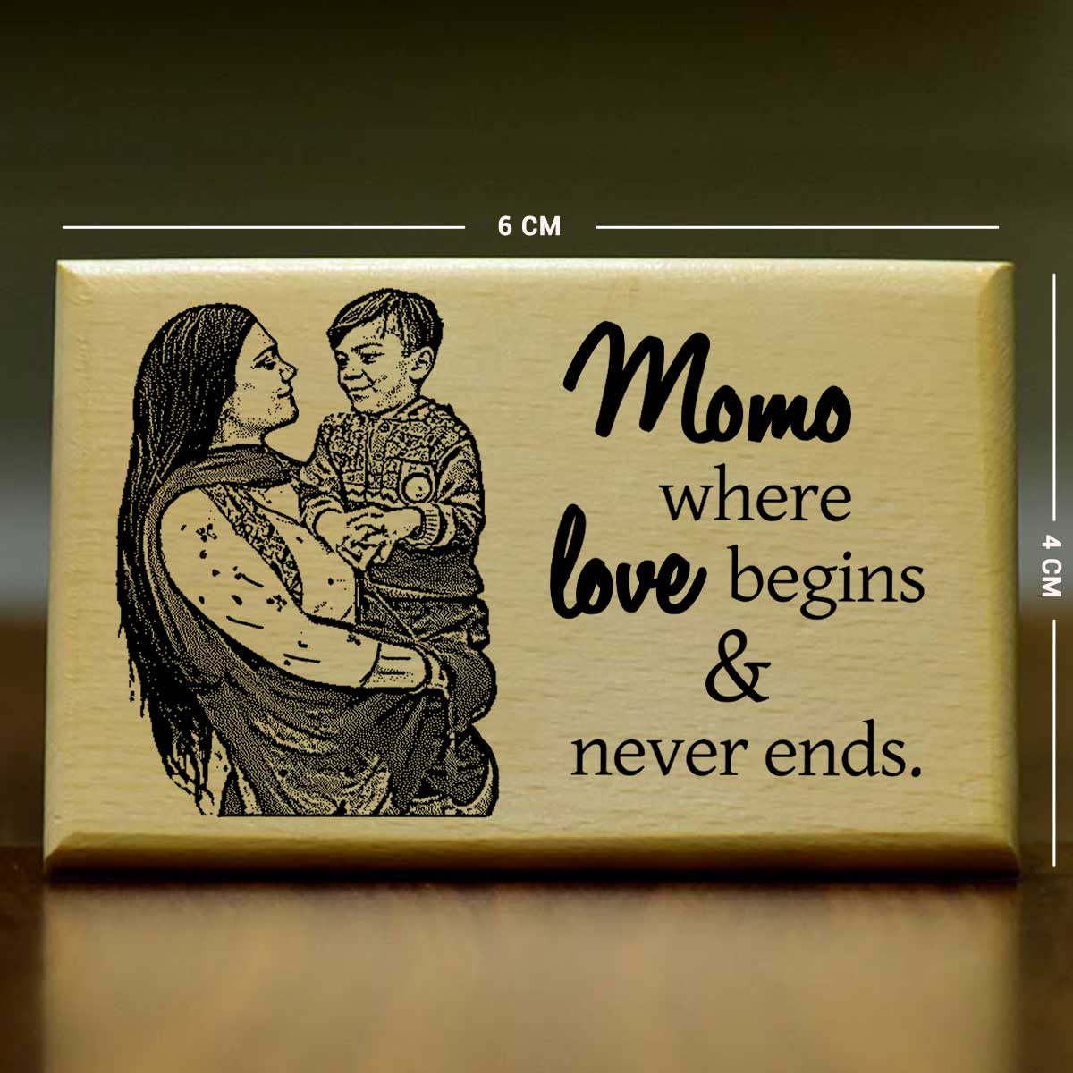 Personalized Mom's Love Engraved Wooden Photo Frame