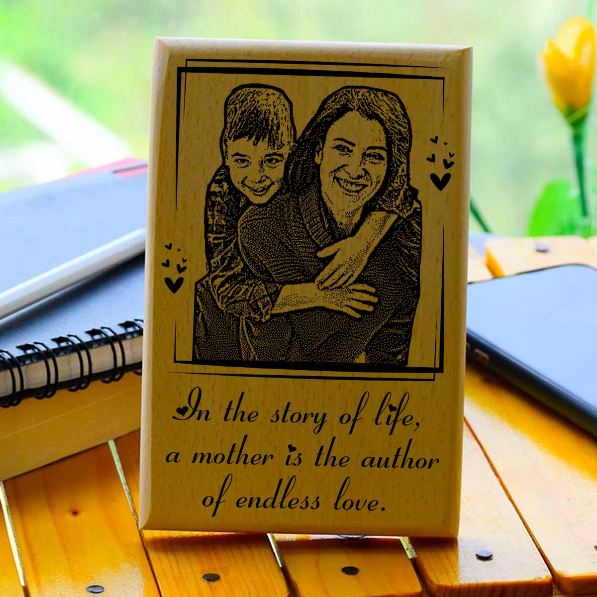 Personalized Quoted Mother's Day Engraved Wooden Photo Frame