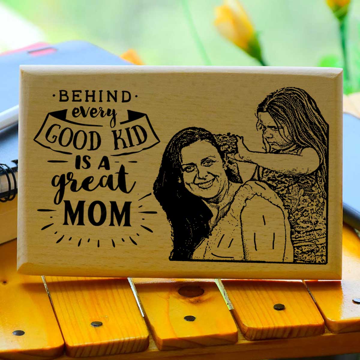 Personalized Great Mom Engrave Wooden Photo Frame for Mother's Day
