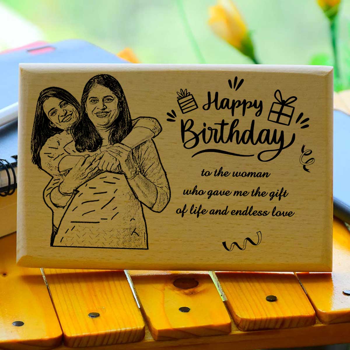 Customized Birthday Engraved Wooden Photo Frame