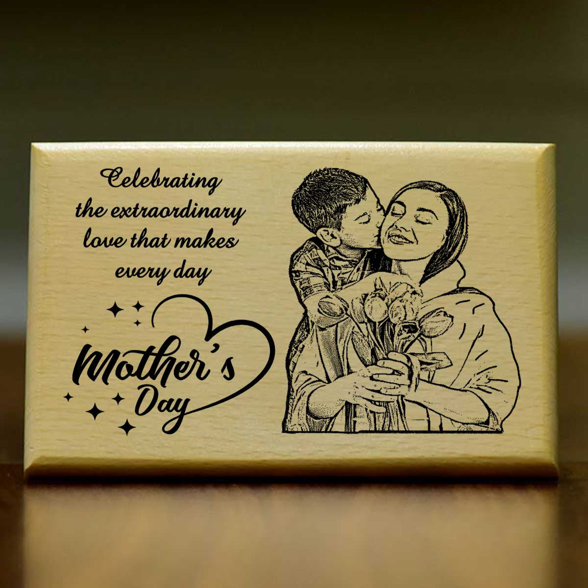 Customized Quoted Engraved Wooden Photo Frame For Mother's Day