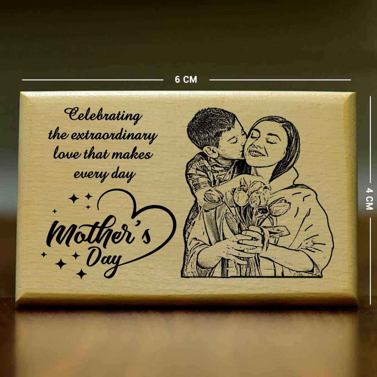 Customized Quoted Engraved Wooden Photo Frame For Mother's Day