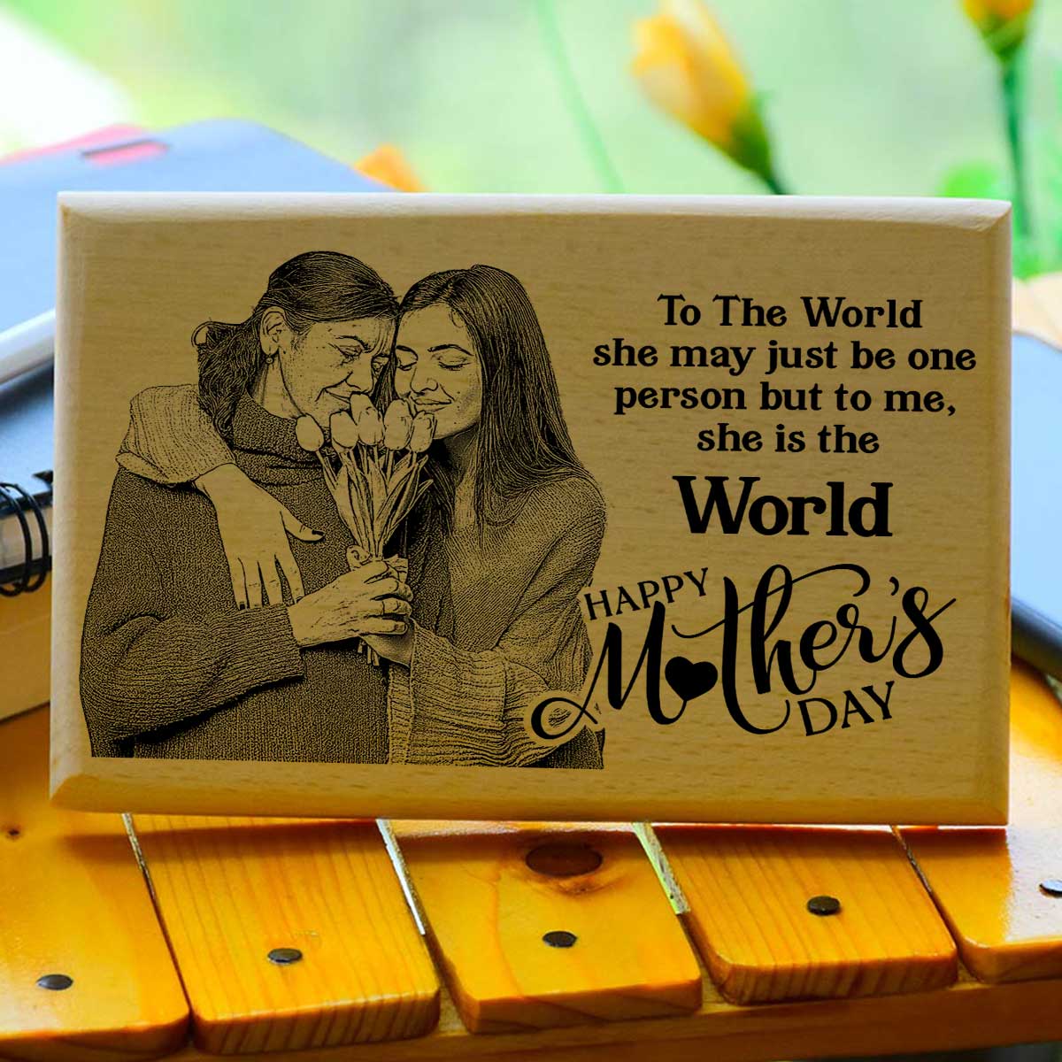 Personalized Engraved Wooden Photo Frame For Mother's Day