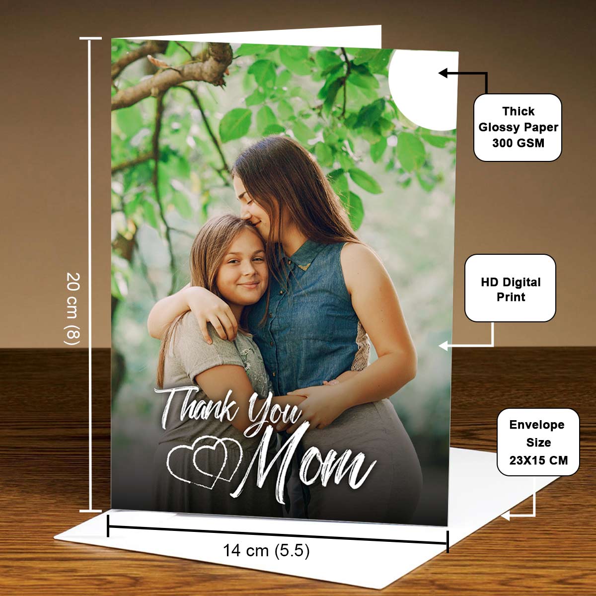 Customized Thank You Mom Photo Greeting Card Gift For Mom 5