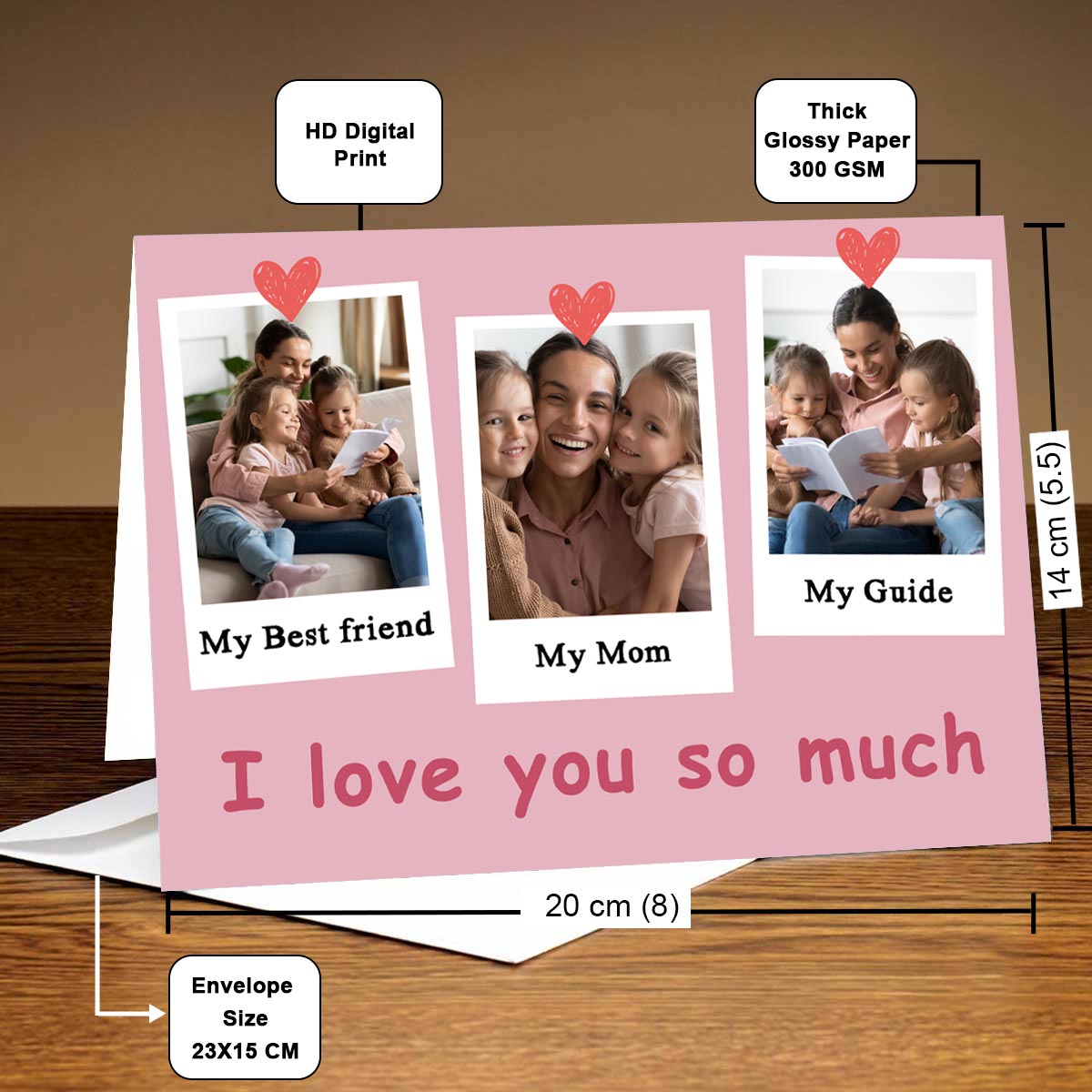 Customized I Love You So Much Photo Greeting Card Gift For Mom 5