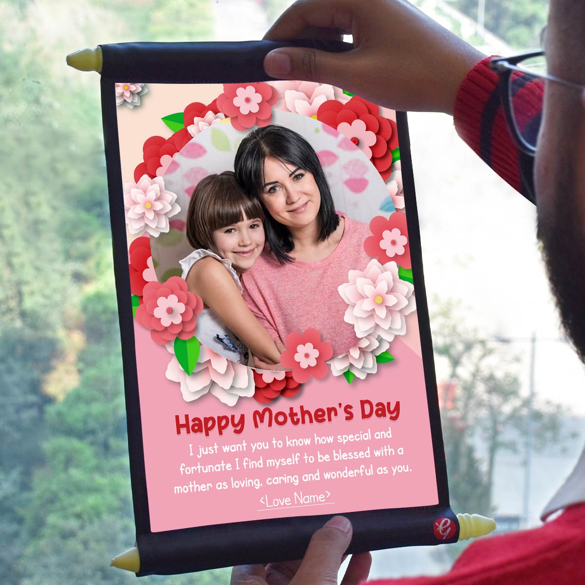 Personalized Happy Mother's Day Poly Satin Photo Scroll Gift For Mom-1