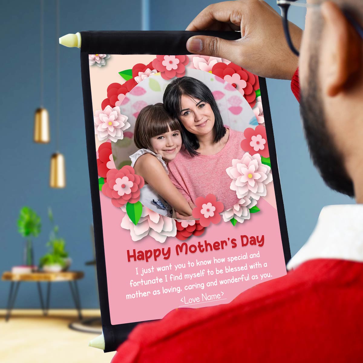 Personalized Happy Mother's Day Poly Satin Photo Scroll Gift For Mom 2