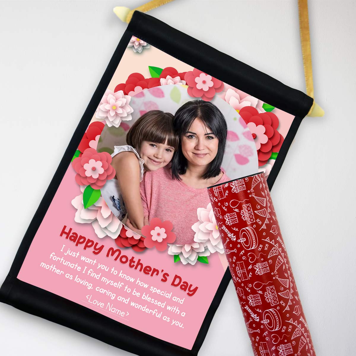 Personalised Happy Mothers Day Mom Poly Satin Scroll