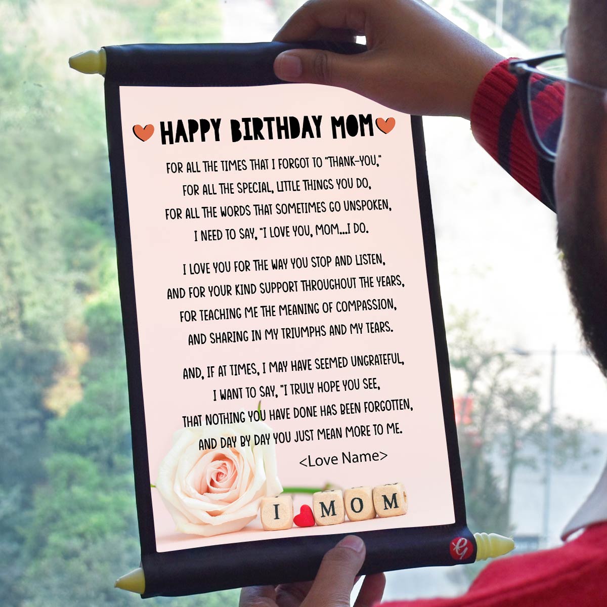 Personalised Happy Birthday Mom Scroll