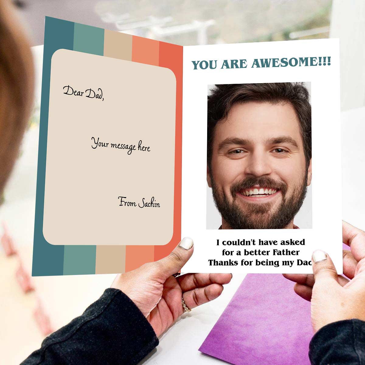 Personalised This is Awesome Dad Mirror Card-1