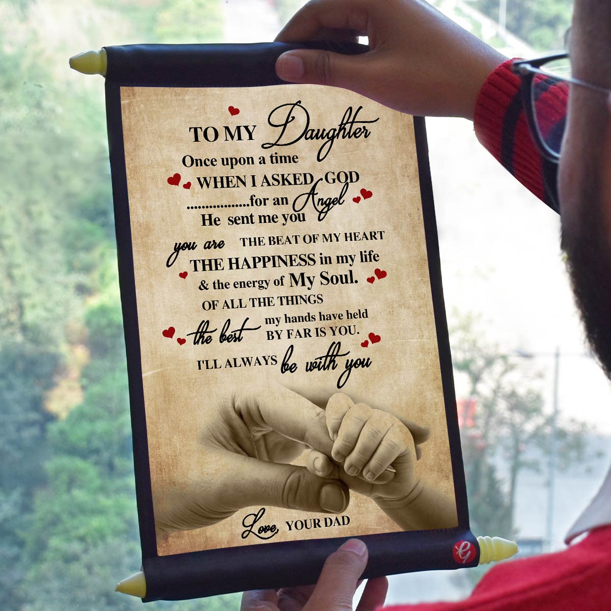 I Love You my Daughter, love dad Satin Scroll