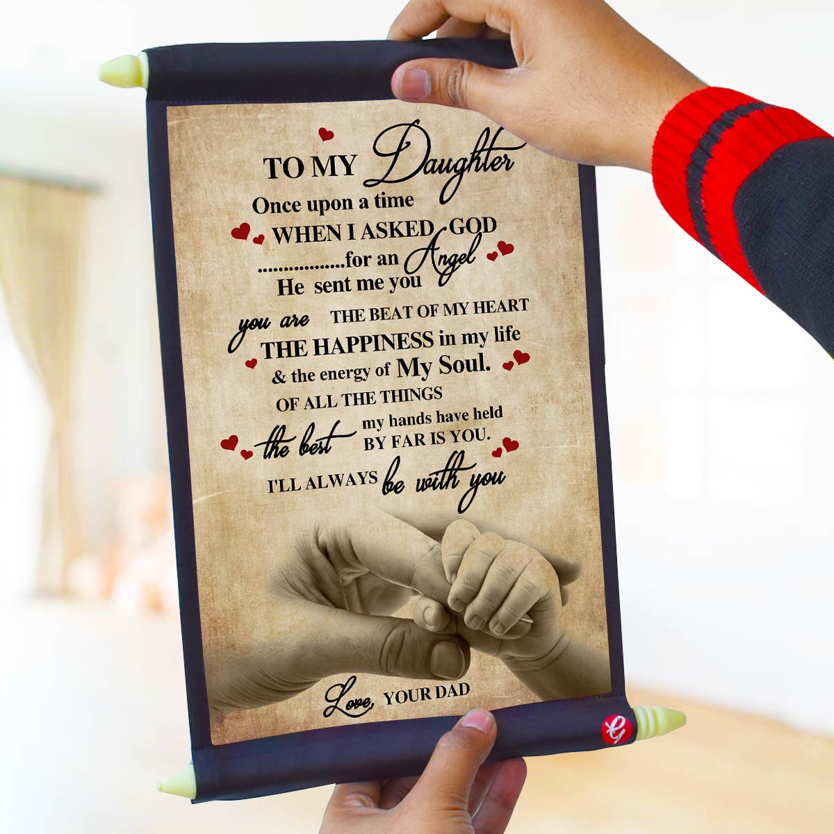 I Love You my Daughter, love dad Satin Scroll