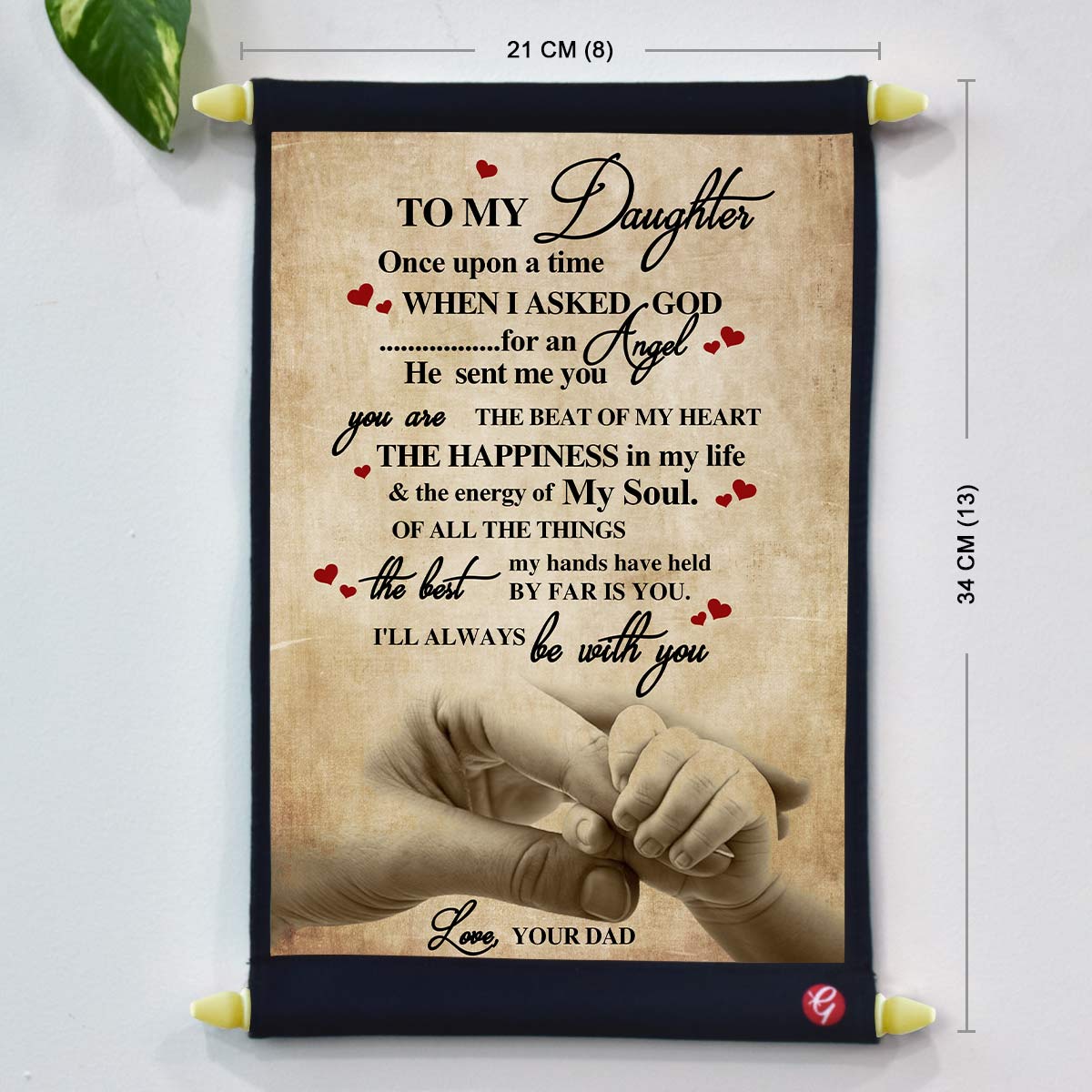 I Love You my Daughter, love dad Satin Scroll