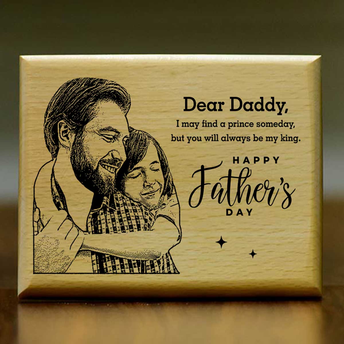 Customized Dear Daddy Engraved Wooden Photo Frame Gift For Father's Day
