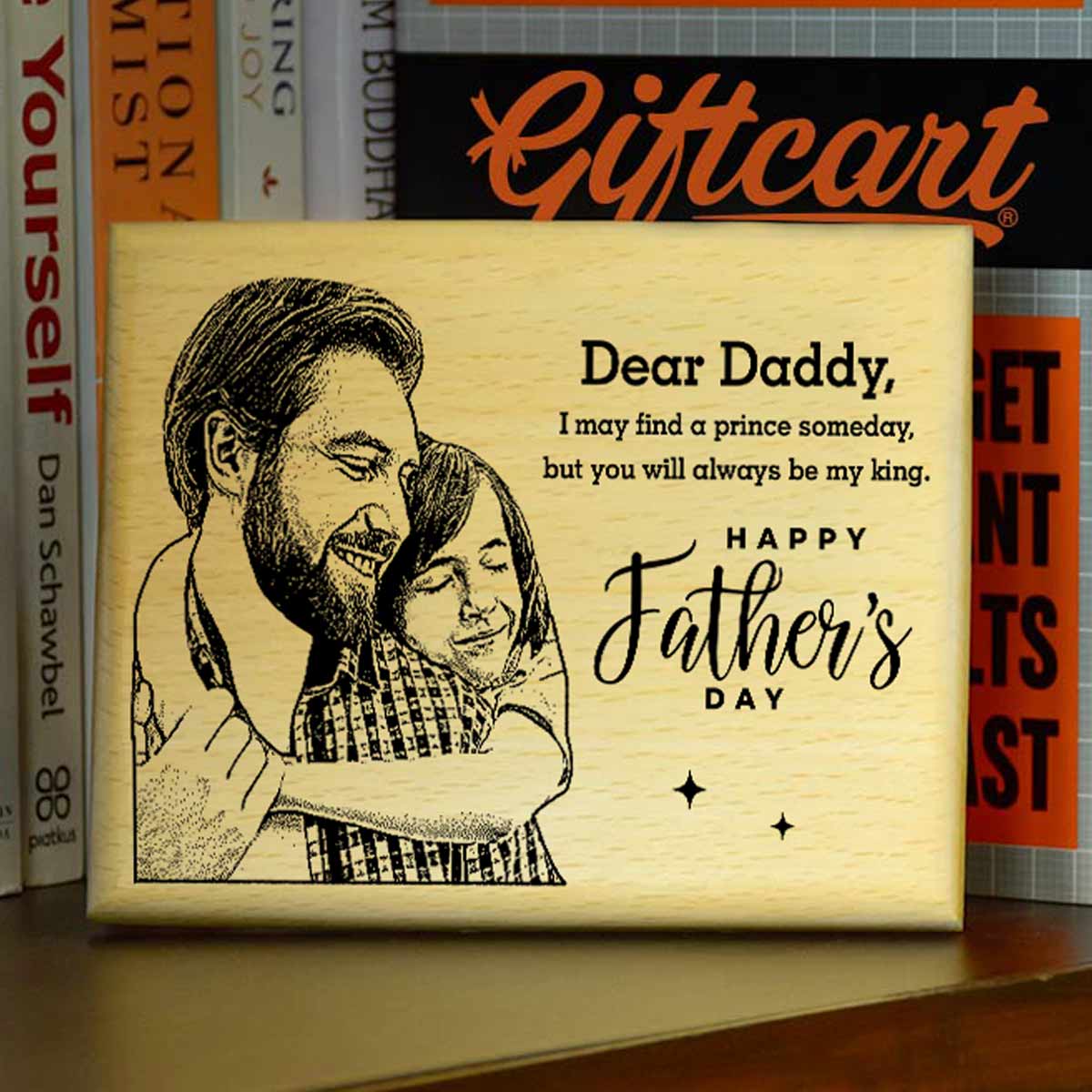 Customized Dear Daddy Engraved Wooden Photo Frame Gift For Father's Day