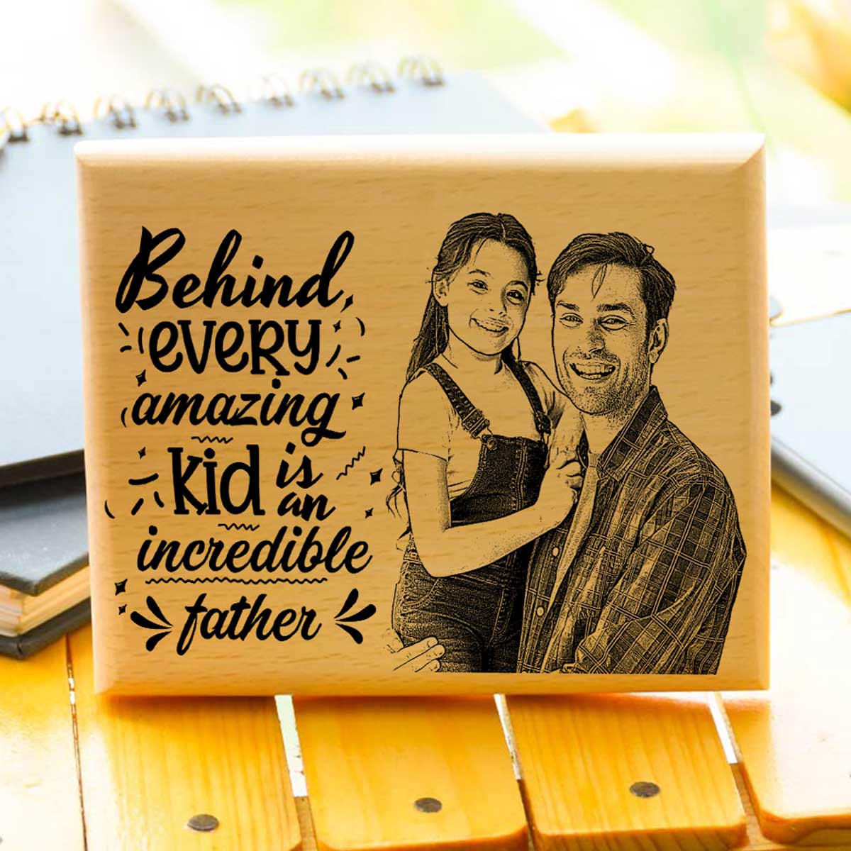 Customized Incredible Father Engraved Wooden Photo Frame Gift For Dad