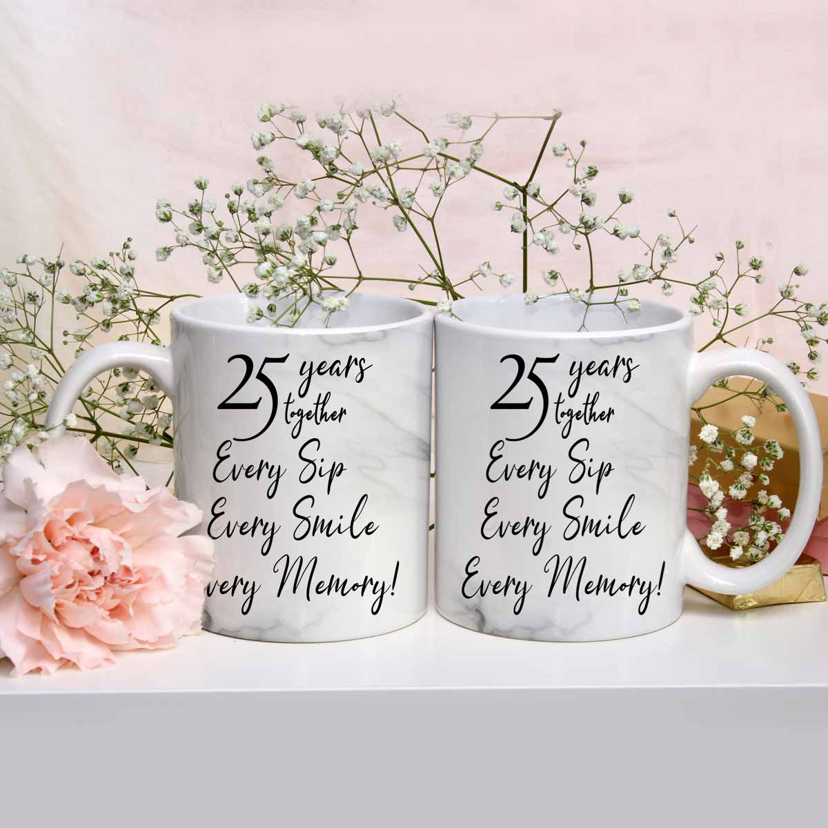Order 25 Years Together Anniversary Set of 2 Coffee Mug Online at lowest  prices in India from Giftcart.com