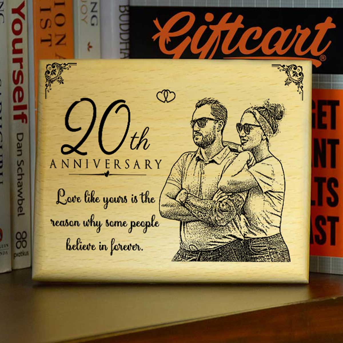 Personalized Engraved Wooden Photo Frame for 20th Anniversary
