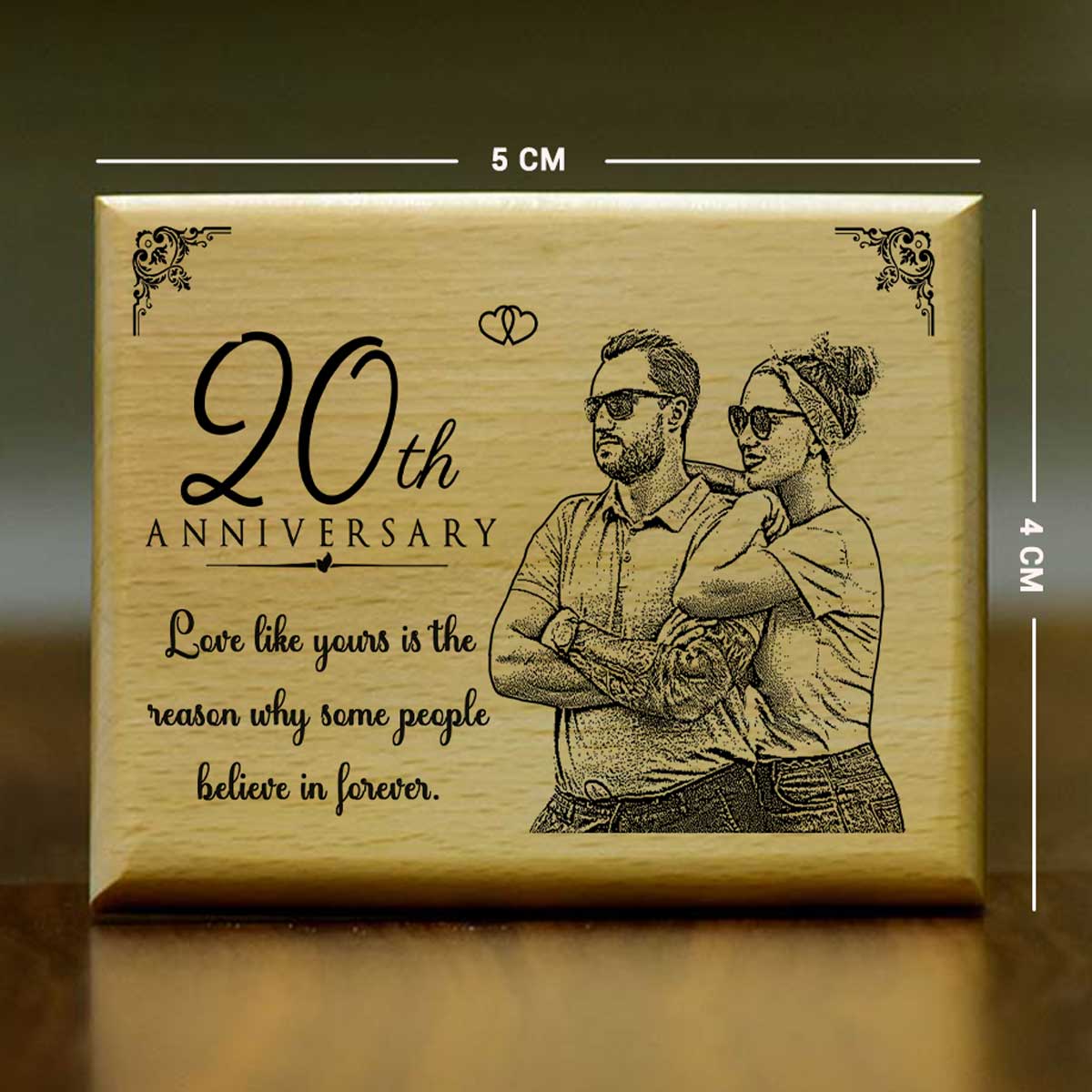 Personalized Engraved Wooden Photo Frame for 20th Anniversary