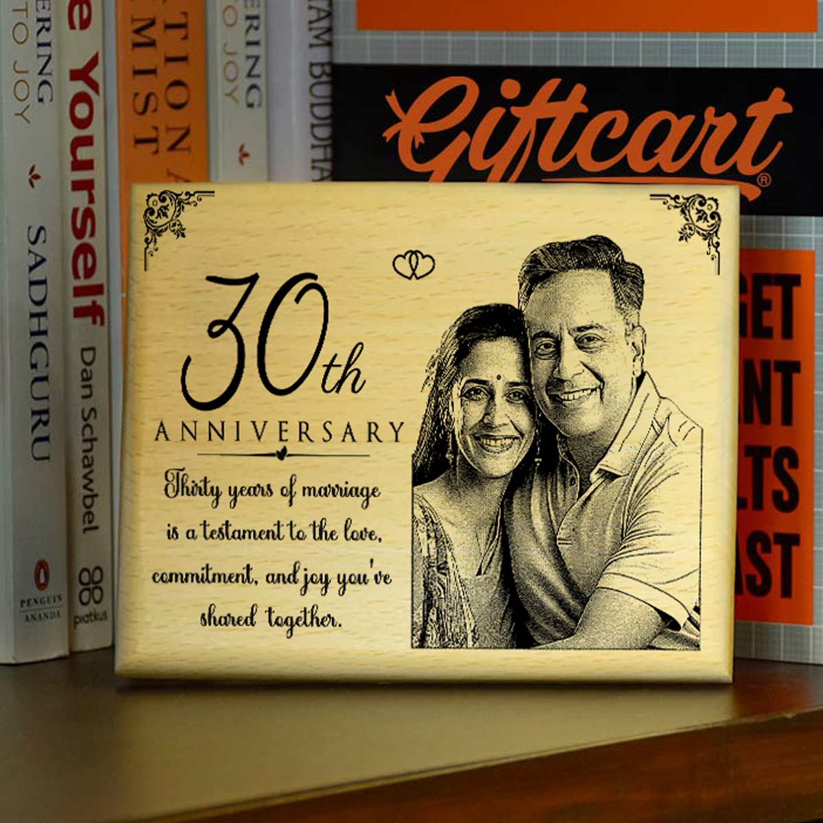 Personalized Engraved Wooden Photo Frame for 30th Anniversary
