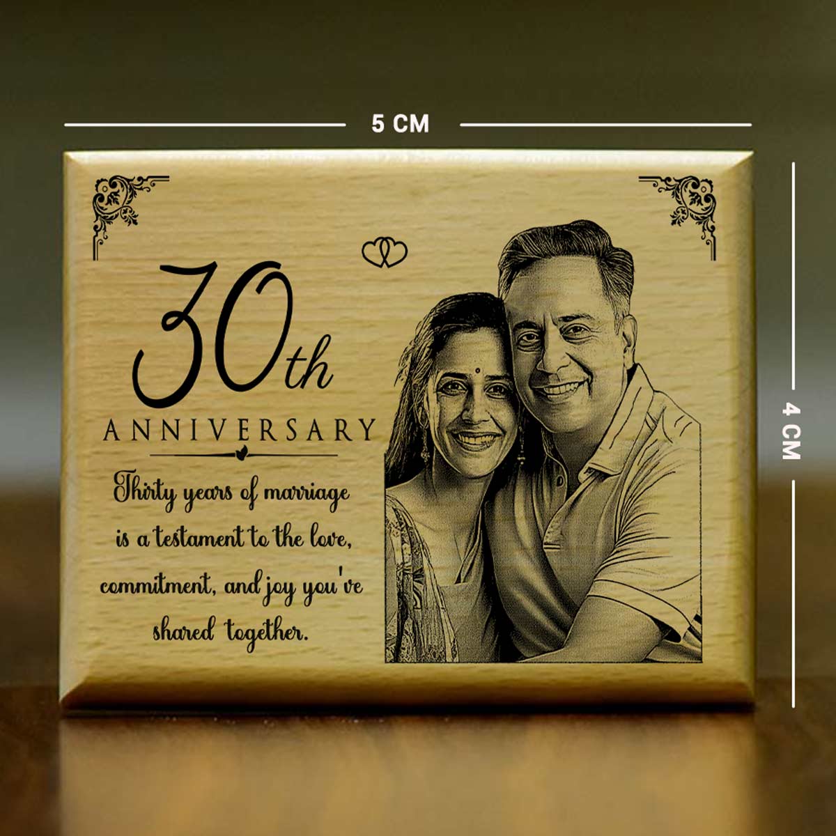 Personalized Engraved Wooden Photo Frame for 30th Anniversary