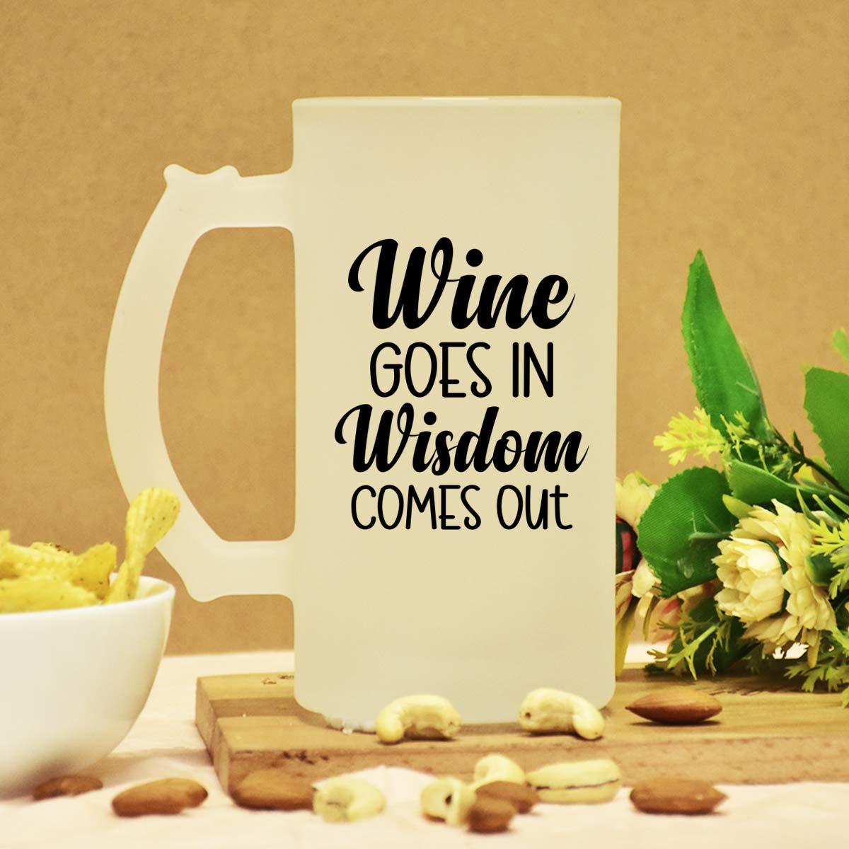 Wine Goes In Wisdome Comes Out Beer Mug
