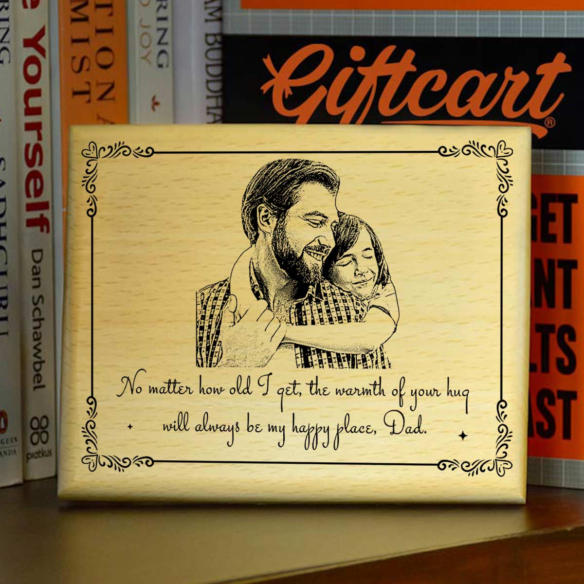 Personalized Quoted Engraved Wooden Photo Frame for Dad