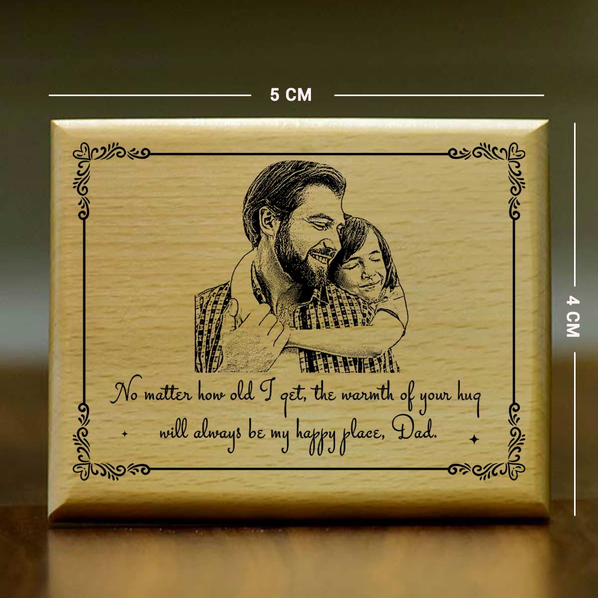 Personalized Quoted Engraved Wooden Photo Frame for Dad