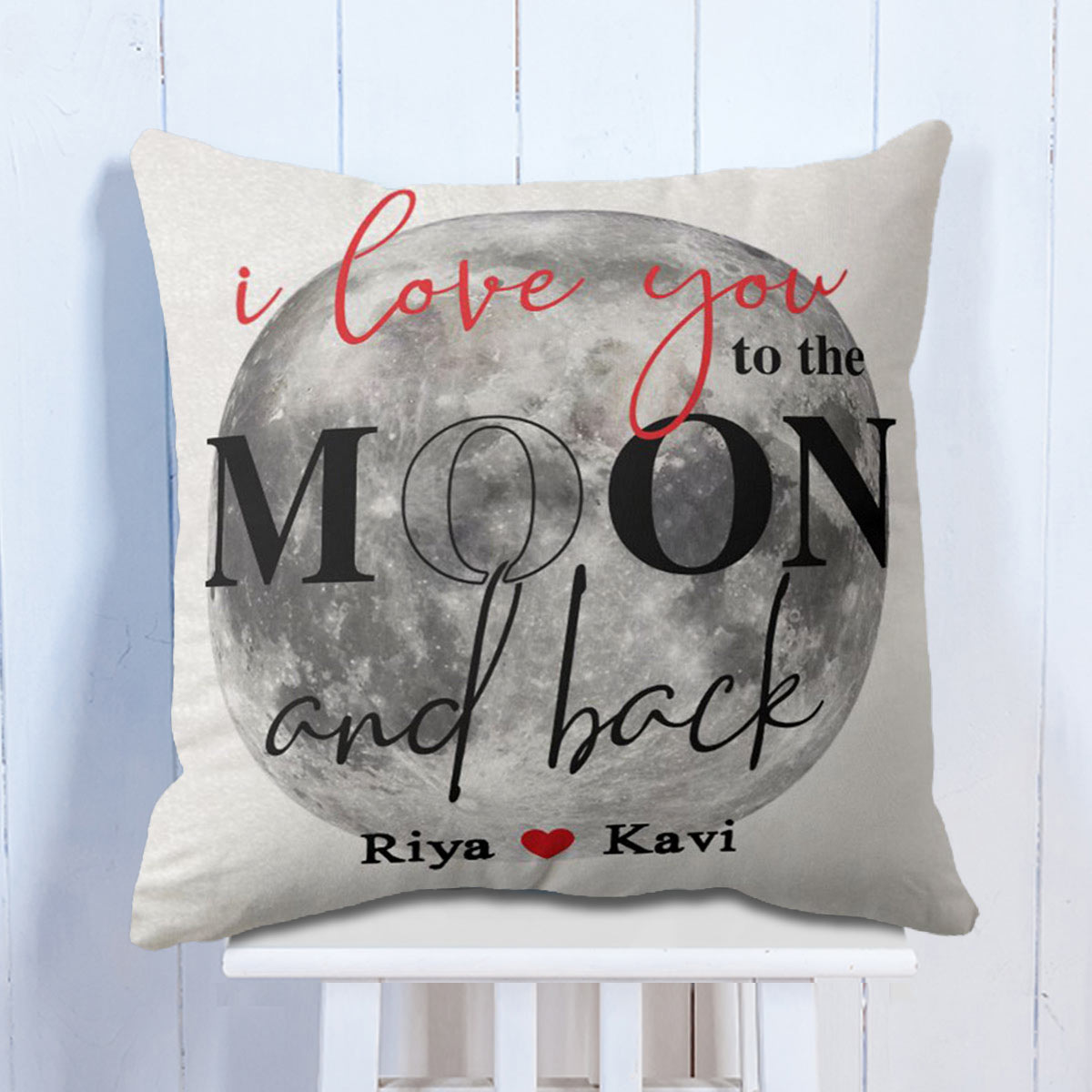 Customized I Love You To The Moon & Back Cushion for Valentine's Day