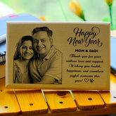 Personalized New Year Wooden  Engraved Photo Frame for Mom & Dad