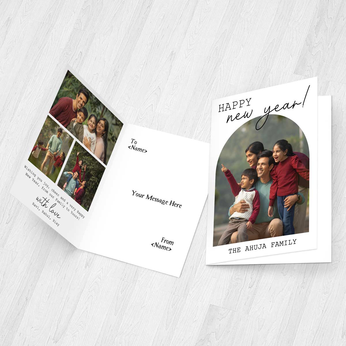 Personalized Happy New Year Greeting Card for Family & Friends