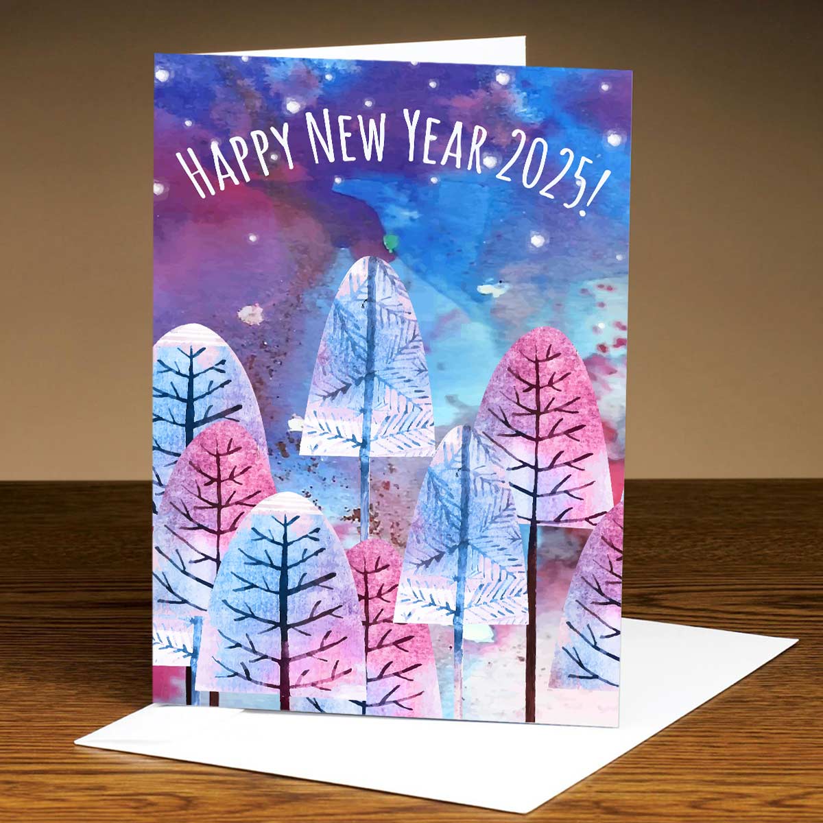 Happy New Year 2025 Drawing Printed Greeting Card
