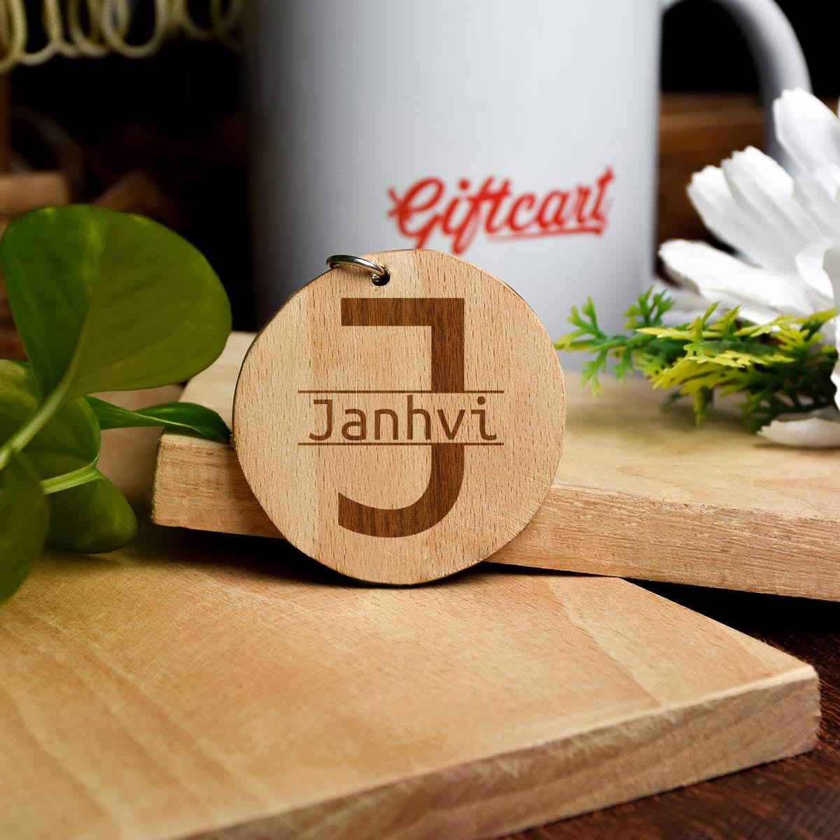 Personalized Name Printed Engraved Wooden Keychain