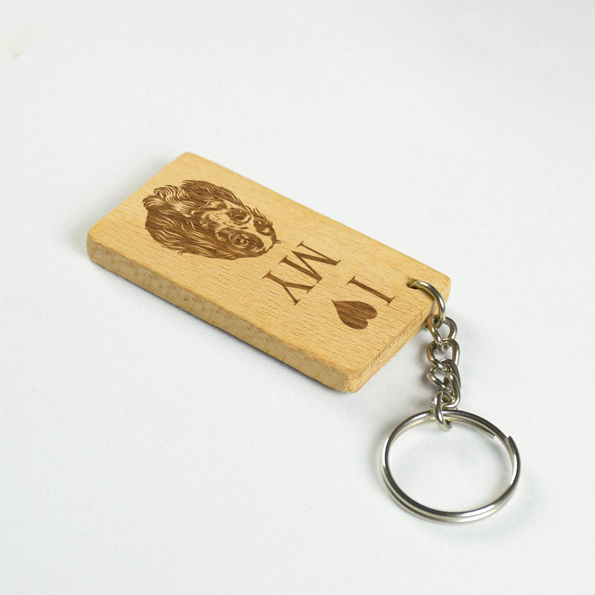 Love My Dog Engraved Wooden Keychain