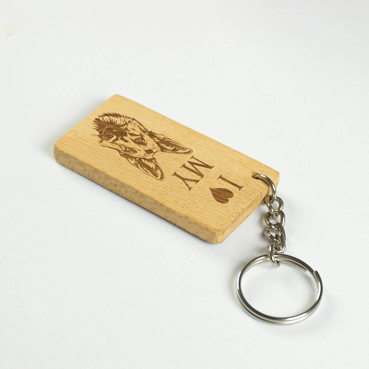 Love My Dog Engraved Wooden Keychain