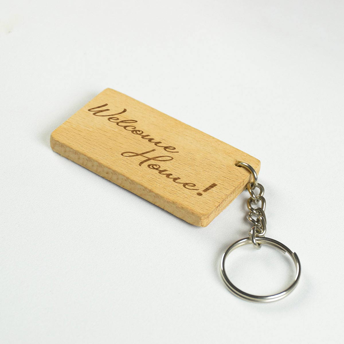 Welcome Home Engraved Wooden Keychain