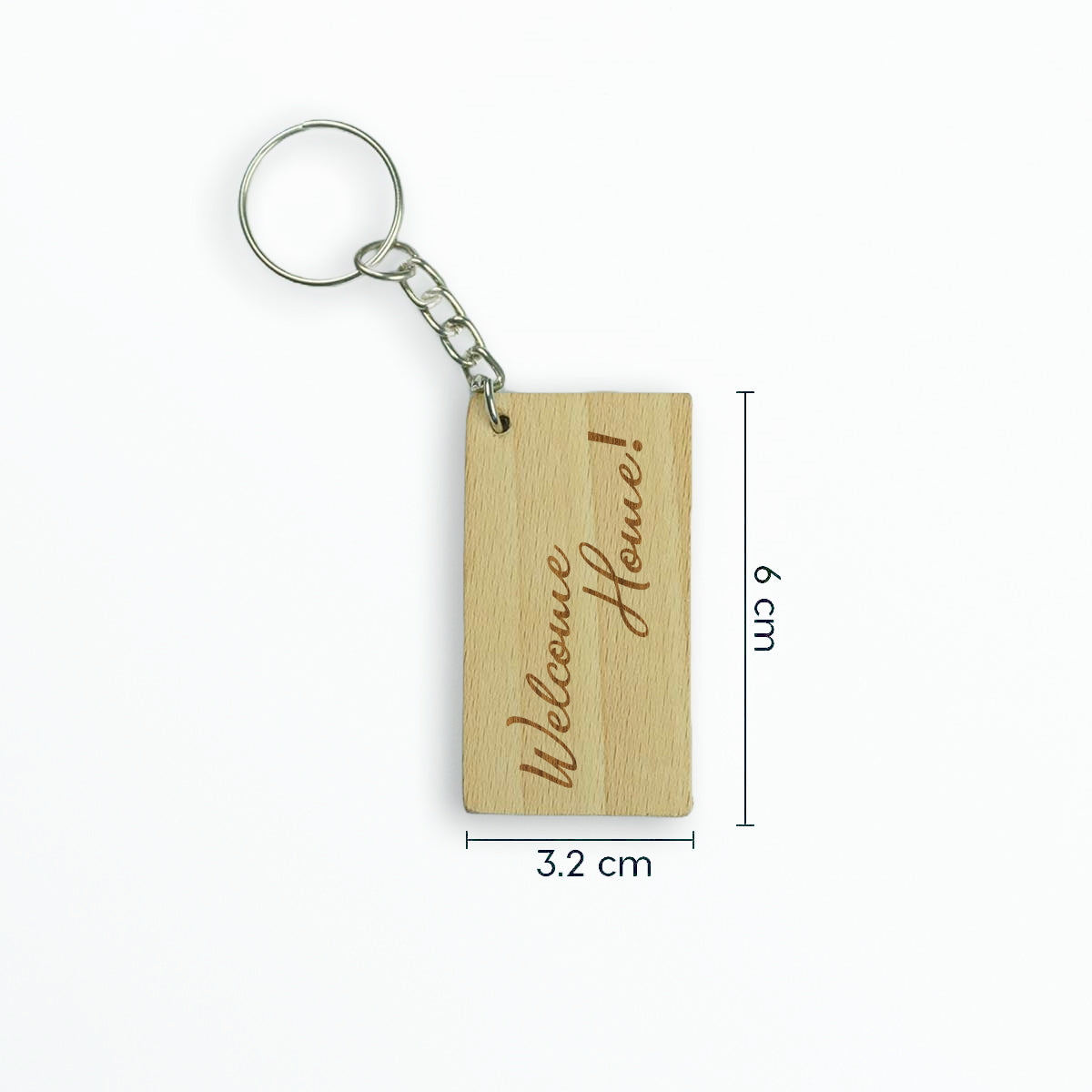Welcome Home Engraved Wooden Keychain